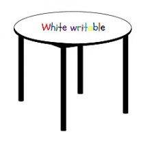 White Writable Table Top On Steel Frame